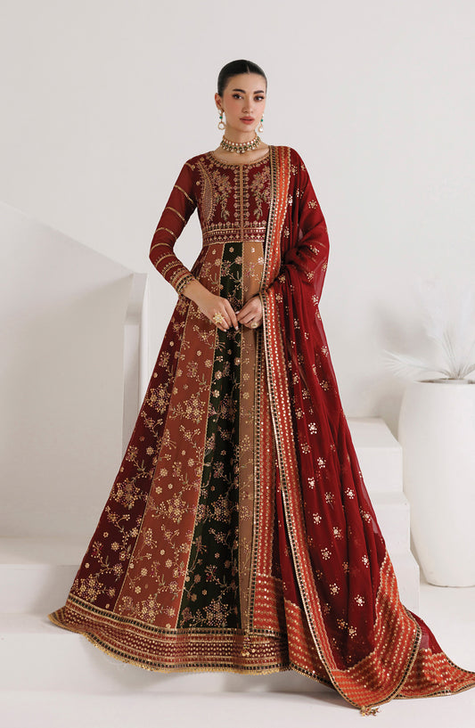 La Ruhe by Alizeh Embroidered Chiffon Unstitched 3 Piece Suit - 02 Crystal - ALZ26LRH - Red - Festive Collection