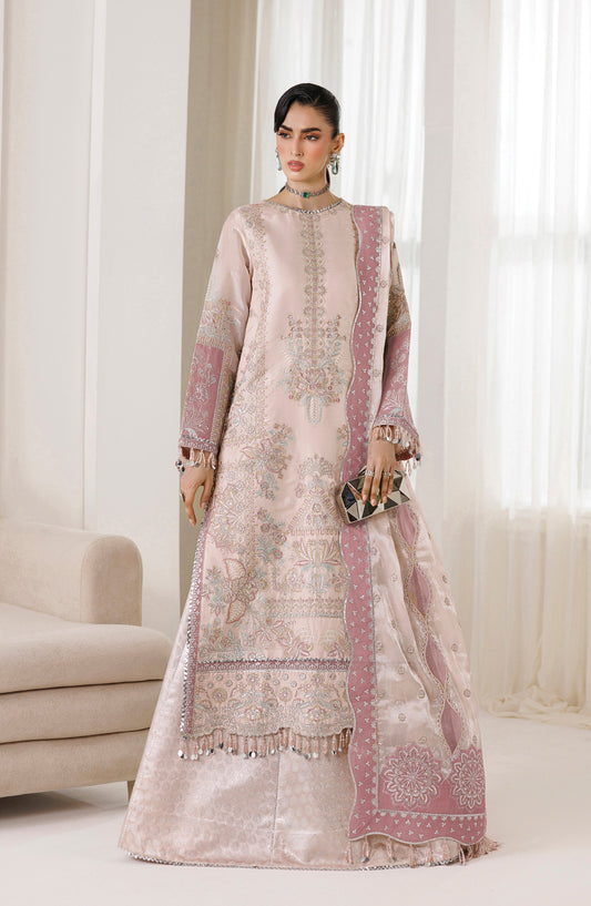 La Ruhe by Alizeh Embroidered Sheesha Silk Unstitched 3 Piece Suit - 01 Taurus - ALZ26LRH - Pink - Festive Collection