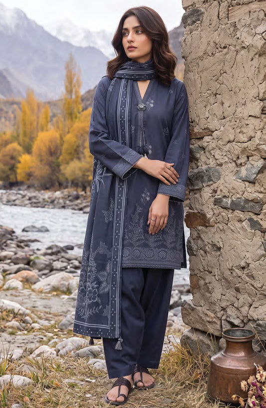 Lakhany Printed Pashmina Unstitched 3 Piece Suit - D-09 - LKN26PS - Blue - Winter Collection