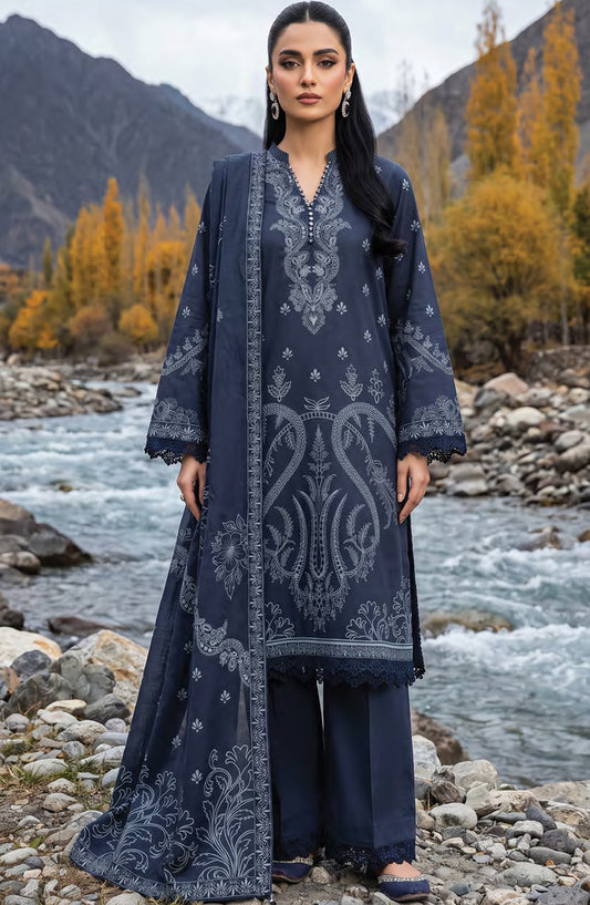 Lakhany Printed Pashmina Unstitched 3 Piece Suit - D-06 - LKN26PS - Blue - Winter Collection