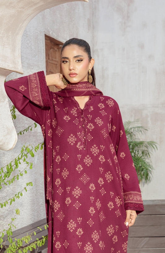 Lakhany Printed Pashmina Unstitched 3 Piece Suit - 0346-A - LKN25PSH - Pink - Winter Collection