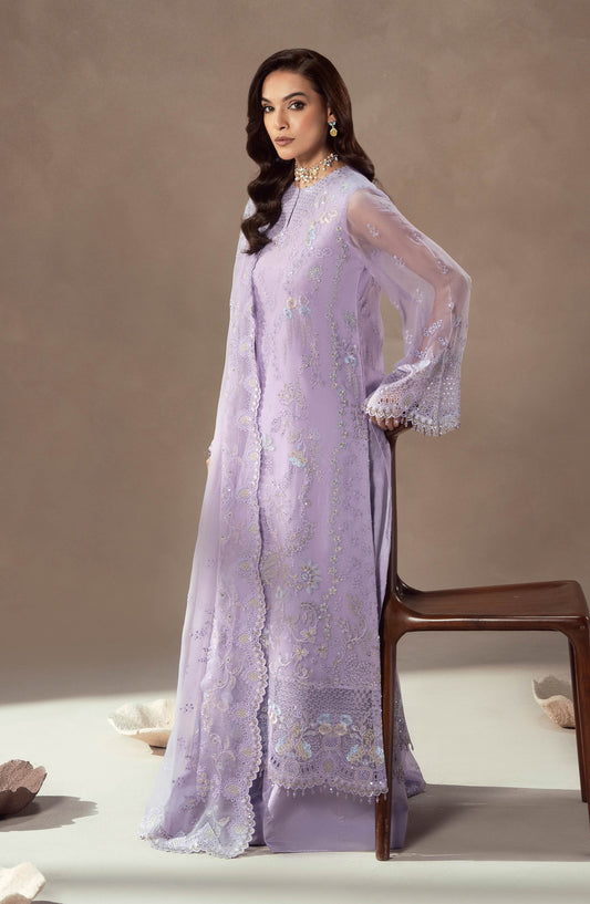 Lamisah by Lavish Premium Afsana Embroidered Chiffon Unstitched 3 Piece Suit - D-06 Lilac Reverie - LP25AFS - Purple - Luxury Collection