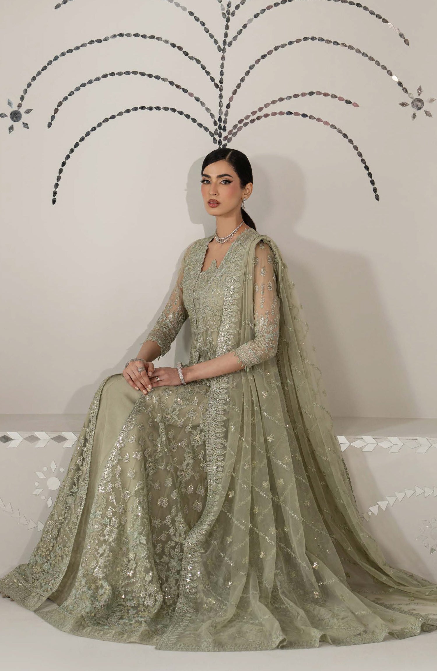 Lavish Shehnai Embroidered Organza Unstitched 3 Piece Suit - D2 Gul Bahar - LP26SHN - Green - Festive Collection
