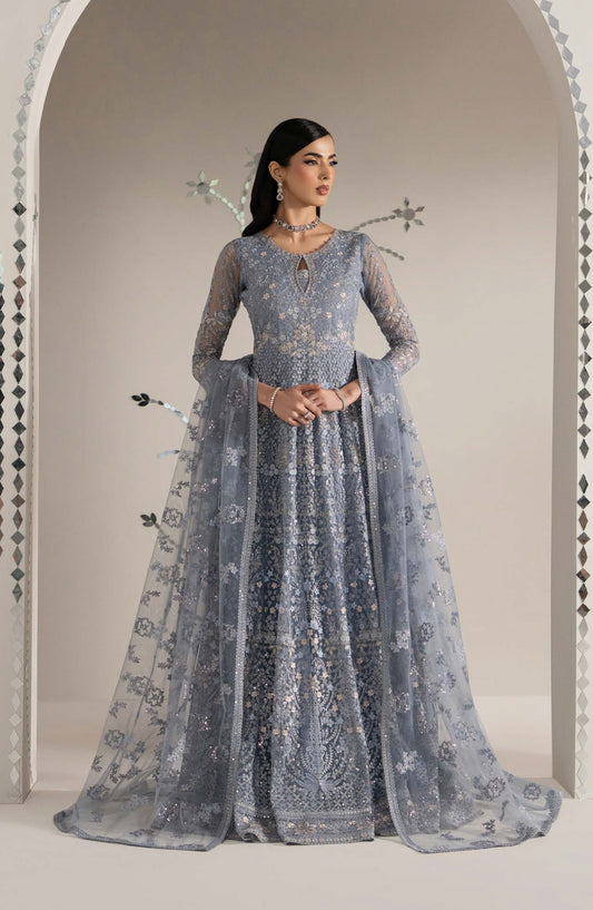 Lavish Shehnai Embroidered Organza Unstitched 3 Piece Suit - D4 Aab-e-Neel - LP26SHN - Light Purple - Festive Collection