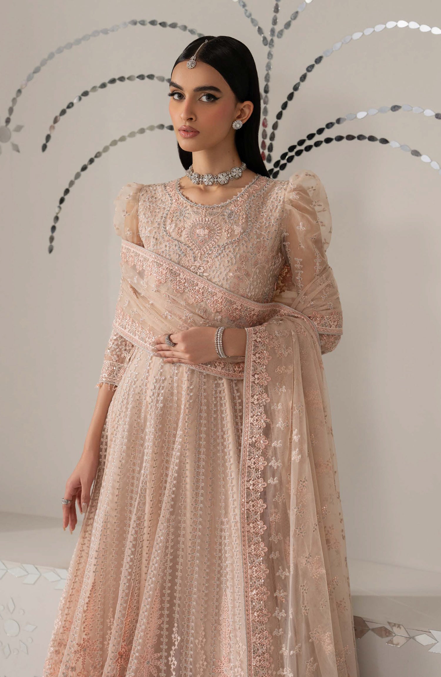 Lavish Shehnai Embroidered Organza Unstitched 3 Piece Suit - D6 Meher - LP26SHN - Pink - Festive Collection