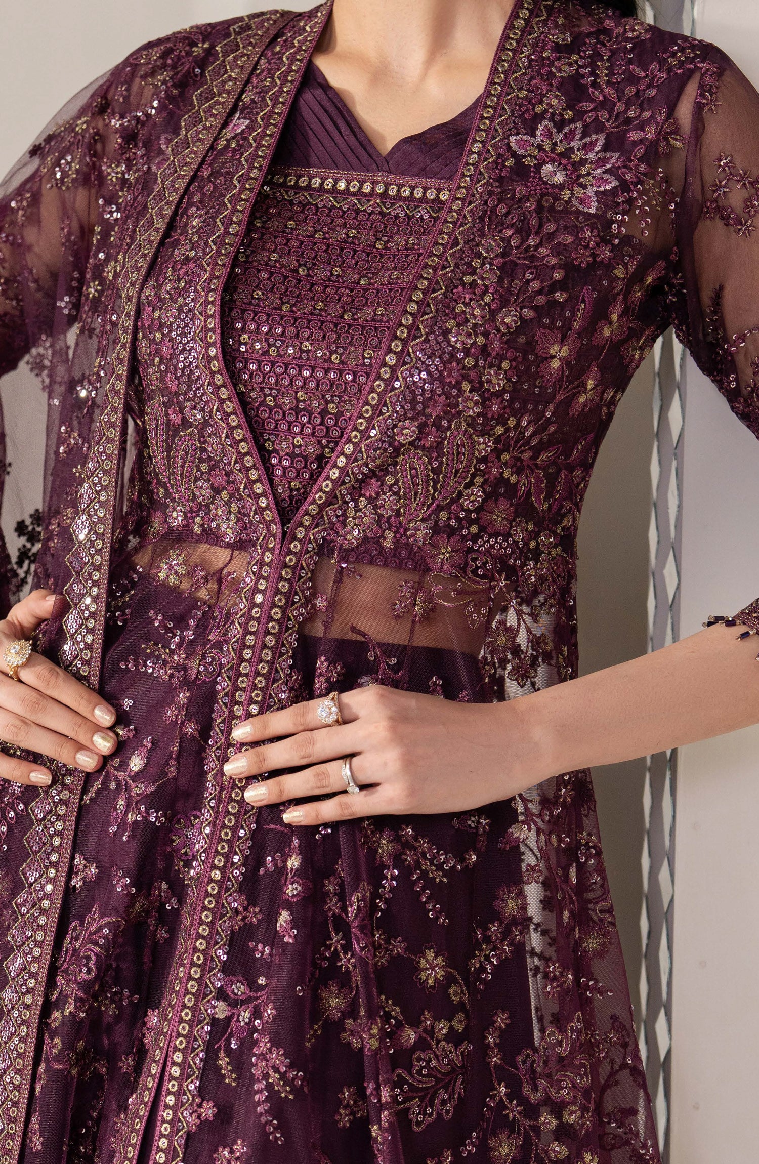 Lavish Shehnai Embroidered Organza Unstitched 3 Piece Suit - D8 Raqs-e-Gul - LP26SHN - Purple - Festive Collection