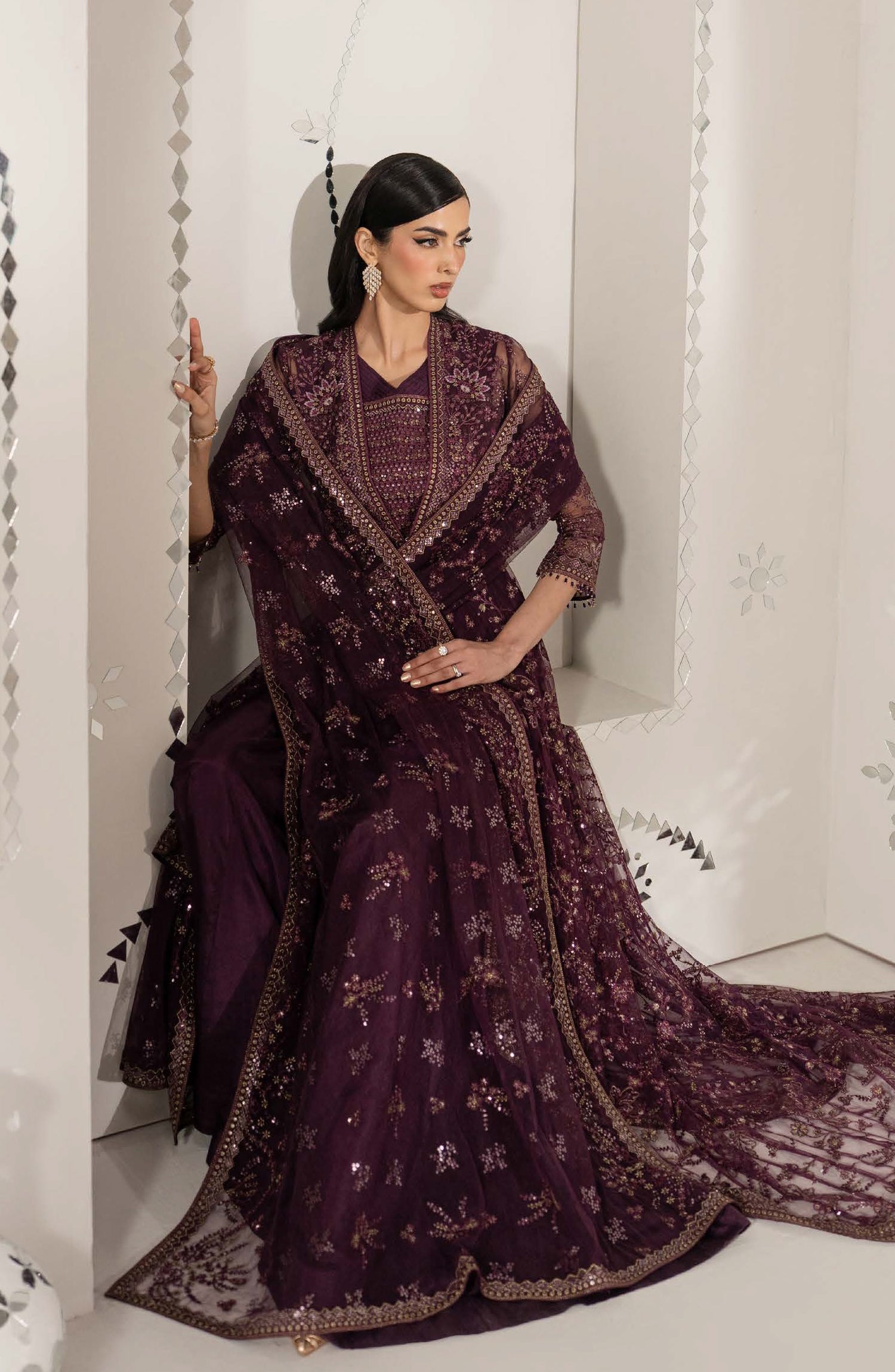 Lavish Shehnai Embroidered Organza Unstitched 3 Piece Suit - D8 Raqs-e-Gul - LP26SHN - Purple - Festive Collection