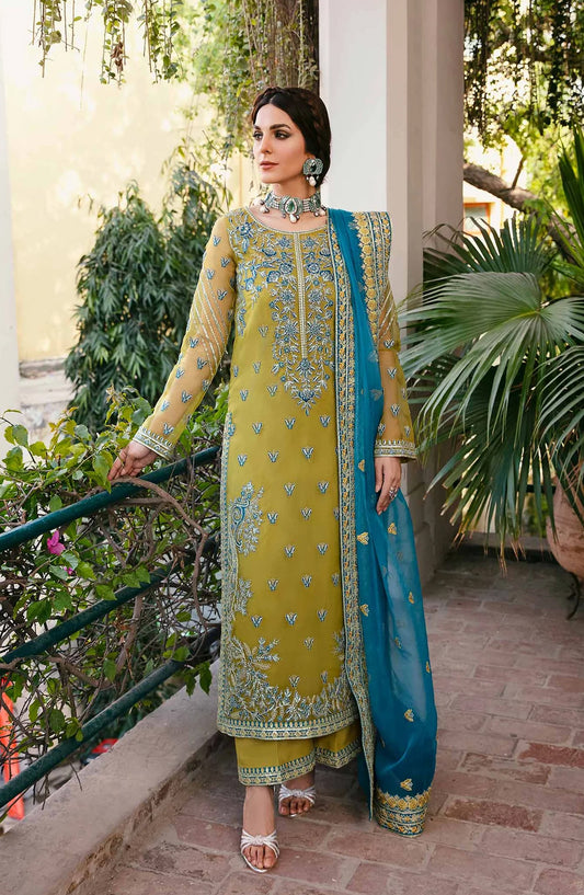 Layali by Akbar Aslam Embroidered Organza Unstitched 3 Piece Suit - Davina - AKA25LYL - Dhani - Wedding Collection