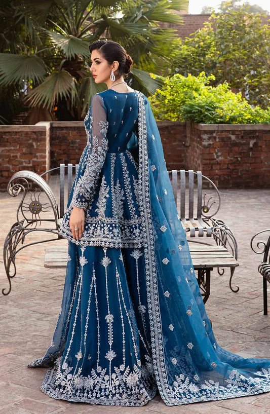 Layali by Akbar Aslam Embroidered Organza Unstitched 3 Piece Suit - Nayara - AKA25LYL - Blue - Wedding Collection