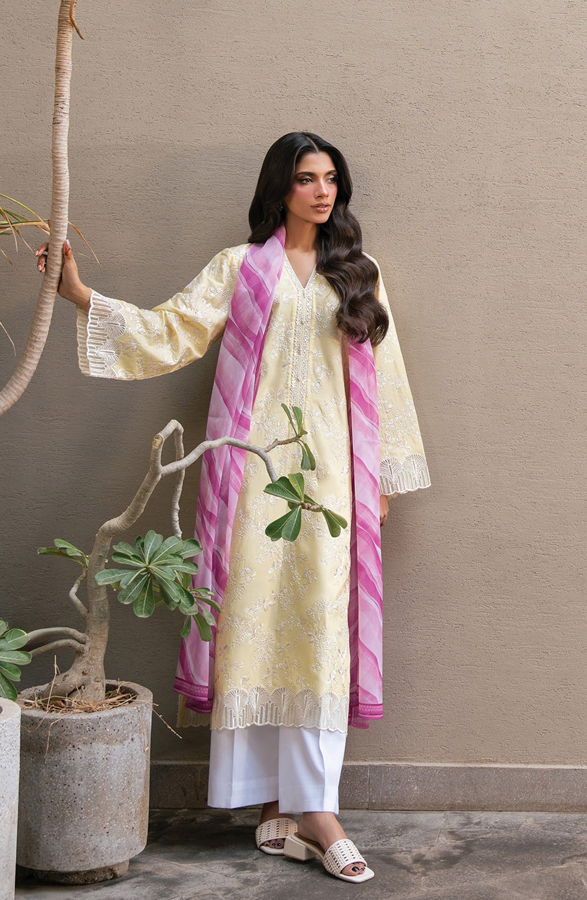 Layana by Xenia Embroidered Lawn Unstitched 3 Piece Suit - D-05 SOLEIL - XF26LY - Yellow - Summer Collection