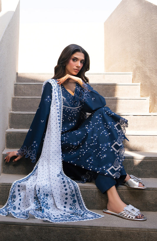 Layana by Xenia Embroidered Lawn Unstitched 3 Piece Suit - D-02 TALIA - XF26LY - Blue - Summer Collection