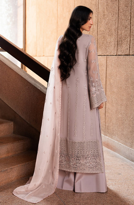 Lazawal by Lamisah Embroidered Chiffon Unstitched 3 Piece Suit - D-08 Lavender Glow - LP26LZL - Formal Collection