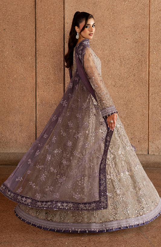 Lazawal by Lamisah Embroidered Organza Unstitched 3 Piece Suit - D-04 Beige Serenity - LP26LZL - Formal Collection