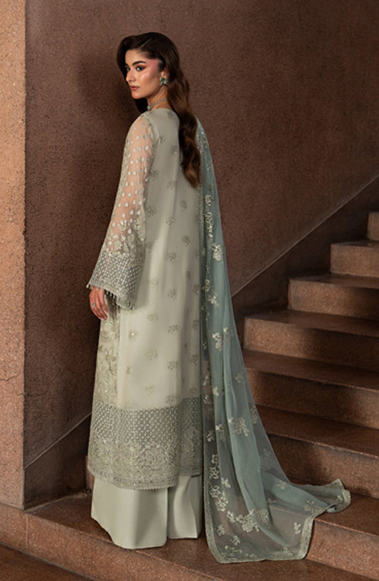 Lazawal by Lamisah Embroidered Chiffon Unstitched 3 Piece Suit - D-03 Pistachio Pearl - LP26LZL - Formal Collection