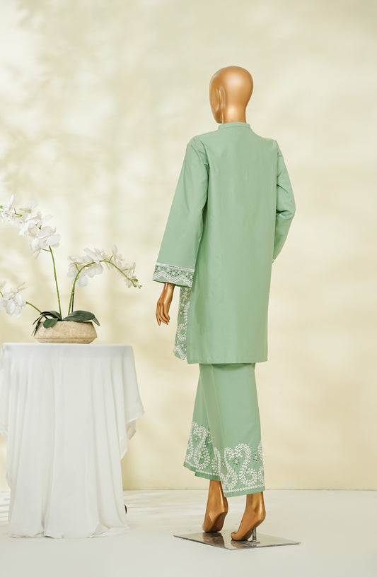 Lazuli Story Stitch by Amna Khadija Embroidered Cotton Stitched 2 Co-ords - AKLS-02 - AM26AKLSM - Green - Casual Collection