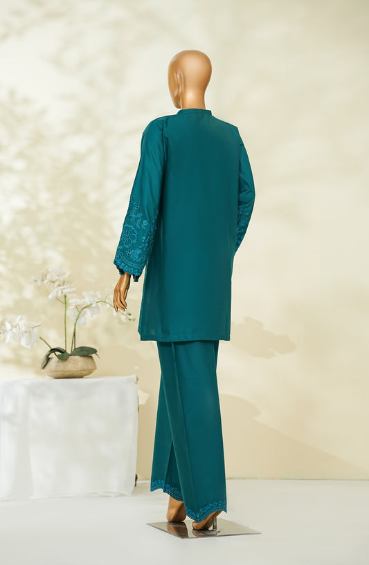 Lazuli Story Stitch by Amna Khadija Embroidered Cotton Stitched 2 Co-ords - AKLS-03 - AM26AKLSM - Teal - Casual Collection