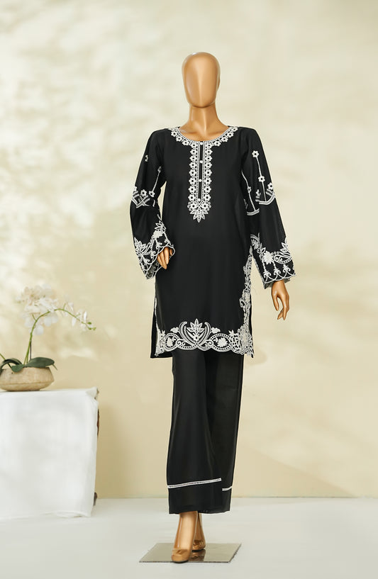 Lazuli Story Stitch by Amna Khadija Embroidered Cotton Stitched 2 Co-ords - AKLS-04 - AM26AKLSM - Black - Casual Collection