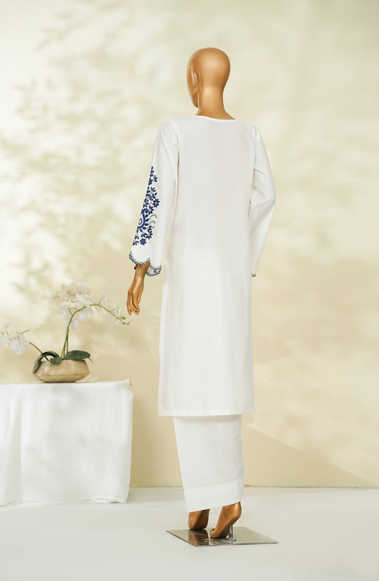Lazuli Story Stitch by Amna Khadija Embroidered Cotton Stitched 2 Co-ords - AKLS-05 - AM26AKLSM - White - Casual Collection
