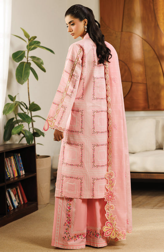 Leila by Mahnur Embroidered Lawn Unstitched 3 Piece Suit - L-07 - MH26LE - Pink - Summer Collection