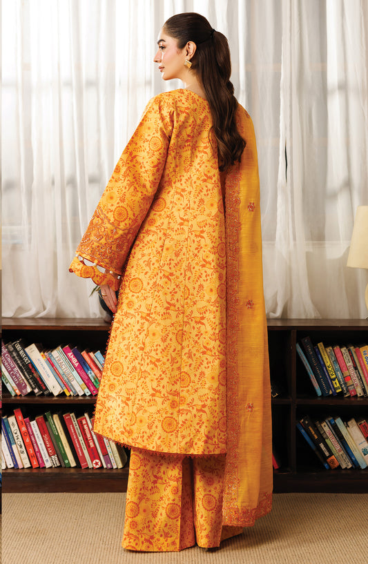 Leila by Mahnur Embroidered Lawn Unstitched 3 Piece Suit - L-08 - MH26LE - Orange - Summer Collection