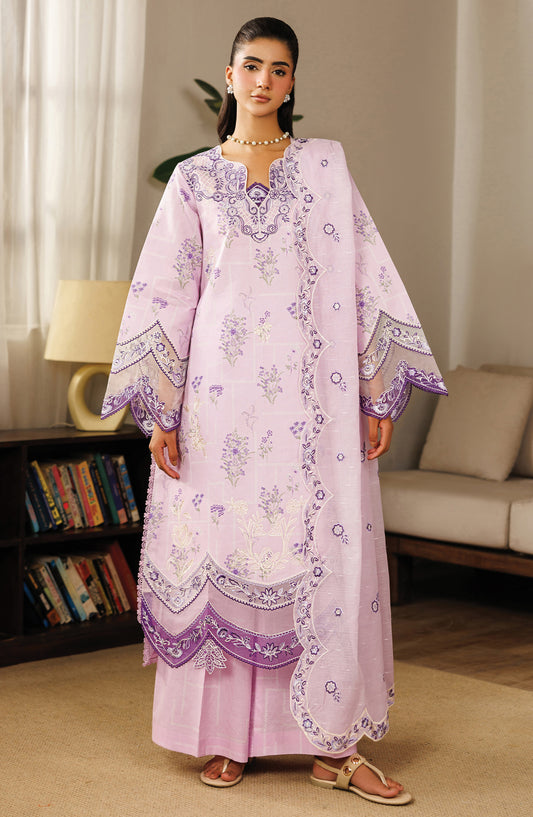Leila by Mahnur Embroidered Lawn Unstitched 3 Piece Suit - L-09 - MH26LE - Purple - Summer Collection