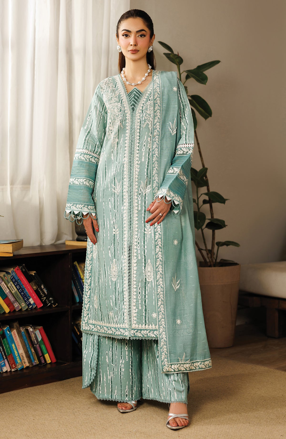 Leila by Mahnur Embroidered Lawn Unstitched 3 Piece Suit - L-10 - MH26LE - Blue - Summer Collection