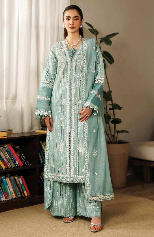Leila by Mahnur Embroidered Lawn Unstitched 3 Piece Suit - L-10 - MH26LE - Blue - Summer Collection