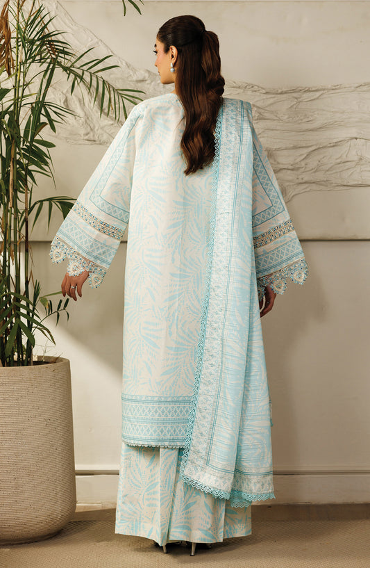 Leila by Mahnur Embroidered Lawn Unstitched 3 Piece Suit - L-12 - MH26LE - Blue - Summer Collection