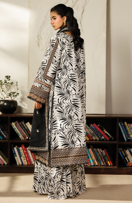 Leila by Mahnur Embroidered Lawn Unstitched 3 Piece Suit - L-13 - MH26LE - Black and White - Summer Collection