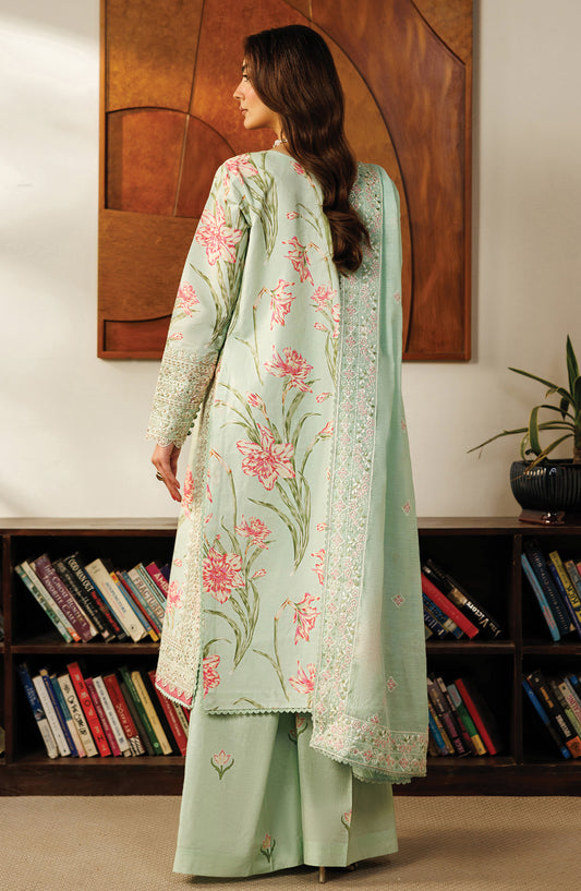Leila by Mahnur Embroidered Lawn Unstitched 3 Piece Suit - L-14 - MH26LE - Green - Summer Collection