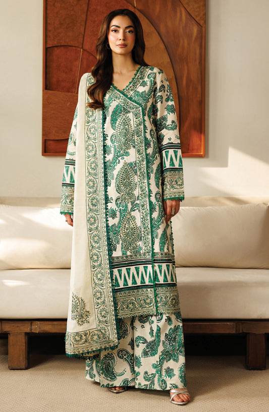 Leila by Mahnur Embroidered Lawn Unstitched 3 Piece Suit - L-02 - MH26LE - Green - Summer Collection