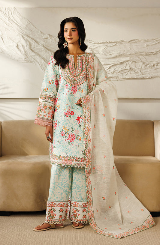 Leila by Mahnur Embroidered Lawn Unstitched 3 Piece Suit - L-05 - MH26LE - Green - Summer Collection