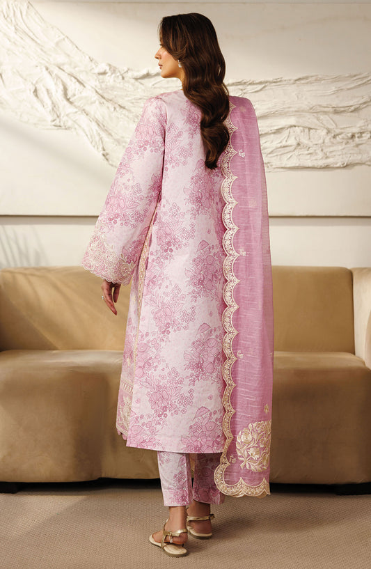 Leila by Mahnur Embroidered Lawn Unstitched 3 Piece Suit - L-06 - MH26LE - Pink - Summer Collection