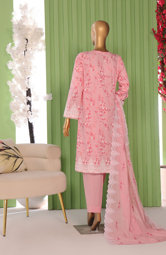 Libas-e-Khas by HZ Embroidered Cotton Karandi Unstitched 3 Piece Suit - LKE-102 - HZ25LBSK - Rose Coral - Winter Collection