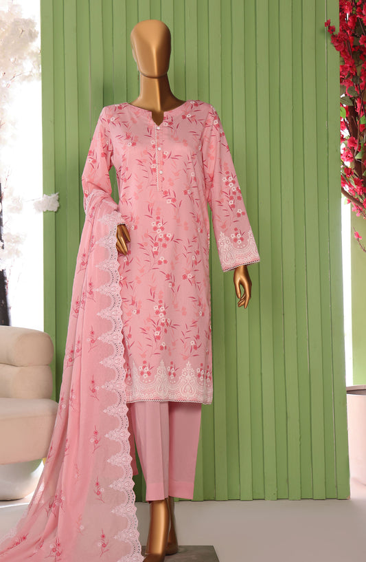 Libas-e-Khas by HZ Embroidered Cotton Karandi Unstitched 3 Piece Suit - LKE-102 - HZ25LBSK - Rose Coral - Winter Collection