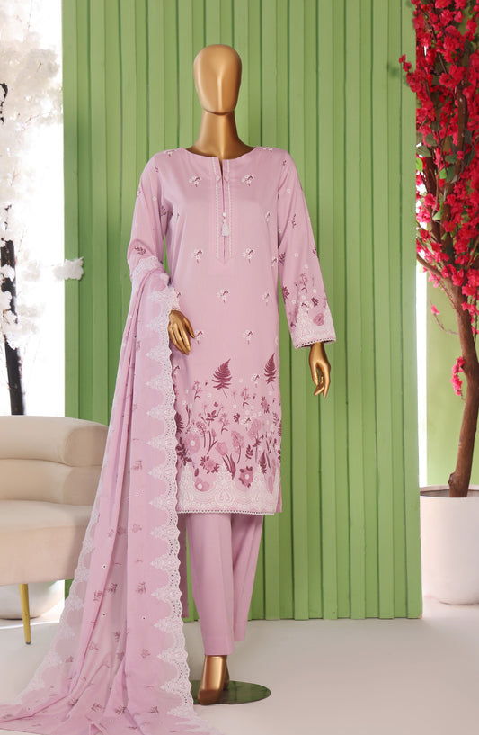 Libas-e-Khas by HZ Embroidered Cotton Karandi Unstitched 3 Piece Suit - LKE-101 - HZ25LBSK - Orchid Blush - Winter Collection
