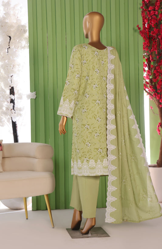 Libas-e-Khas by HZ Embroidered Cotton Karandi Unstitched 3 Piece Suit - LKE-106 - HZ25LBSK - Olive Mist - Winter Collection