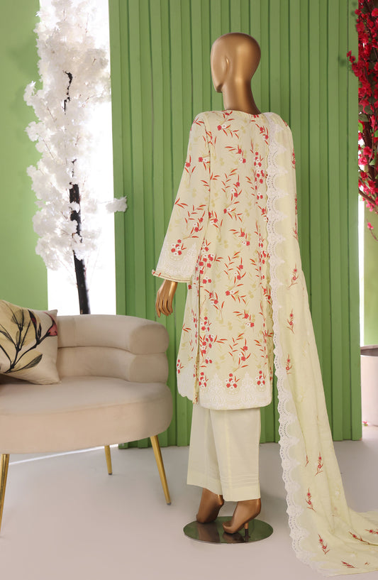 Libas-e-Khas by HZ Embroidered Cotton Karandi Unstitched 3 Piece Suit - LKE-107 - HZ25LBSK - Vanilla Bloom - Winter Collection