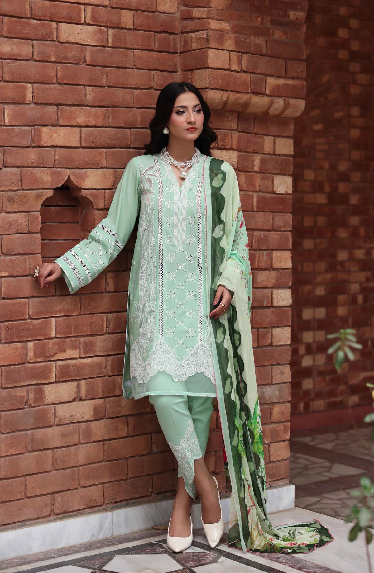 Libas by Khoobsurat Signature Embroidered Lawn Stitched 3 Piece Suit - D-05 - KHB26LB - Green - Summer Collection