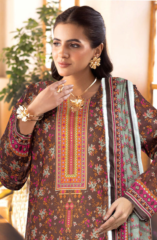 Limra by Johra Printed Lawn Unstitched 3 Piece Suit - JW-1420 - JH25LIMR - Brown - Casual Collection