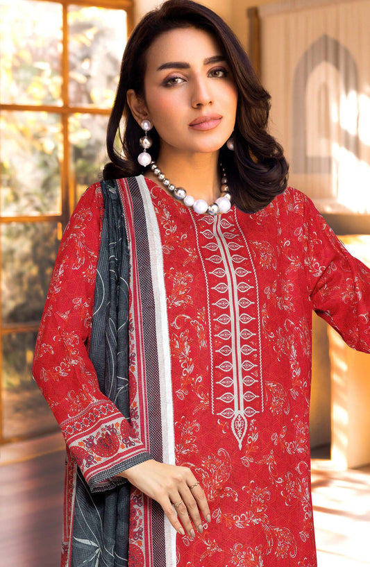 Limra by Johra Printed Lawn Unstitched 3 Piece Suit - JW-1419 - JH25LIMR - Red - Casual Collection