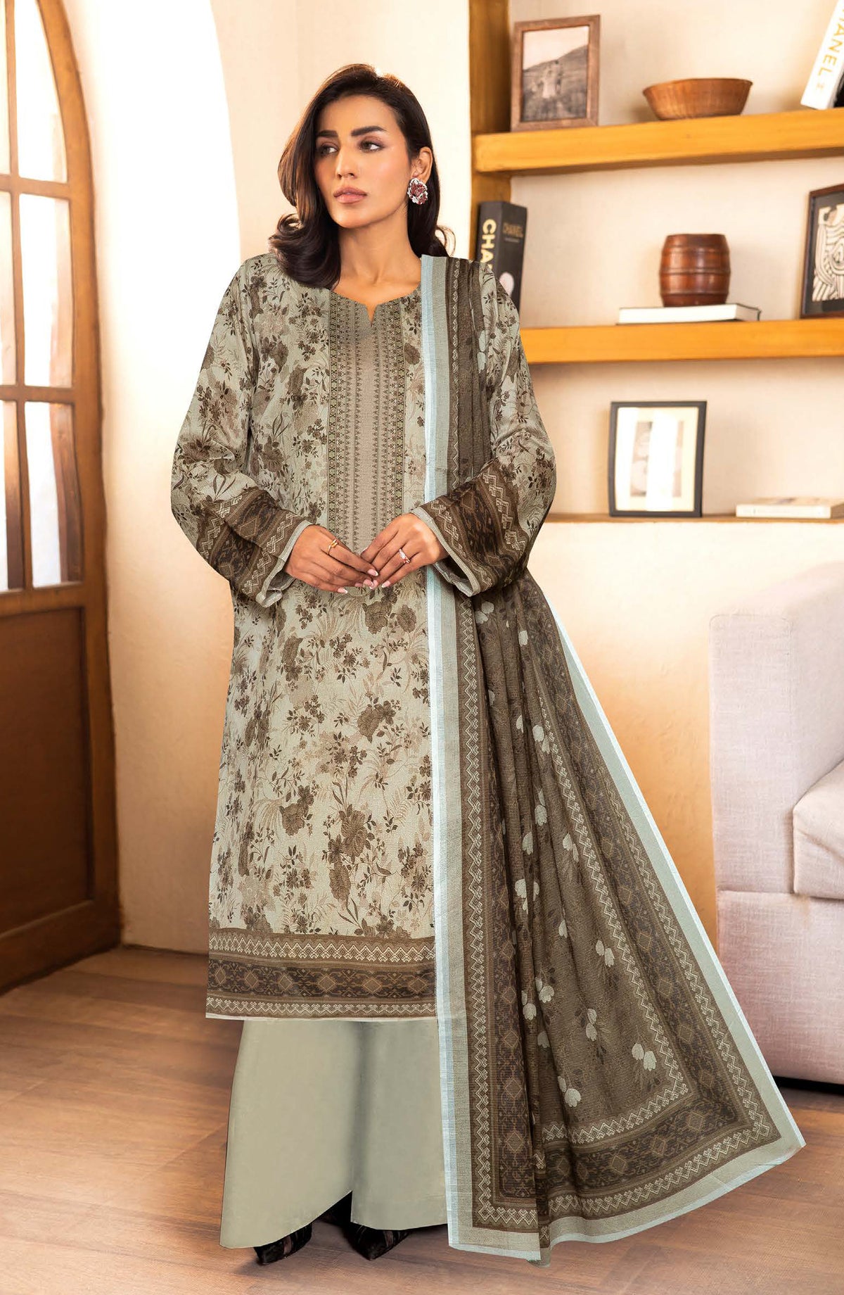 Limra by Johra Printed Lawn Unstitched 3 Piece Suit - JW-1417 - JH25LIMR - Green - Casual Collection