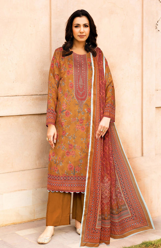 Limra by Johra Printed Lawn Unstitched 3 Piece Suit - JW-1413 - JH25LIMR - Brown - Casual Collection