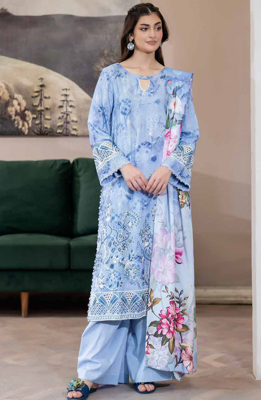 Lisha by Johra Printed & Embroidered Staple Slub Unstitched 3 Piece Suit - JW-2417 - JH25LISHA - Blue - Winter Collection