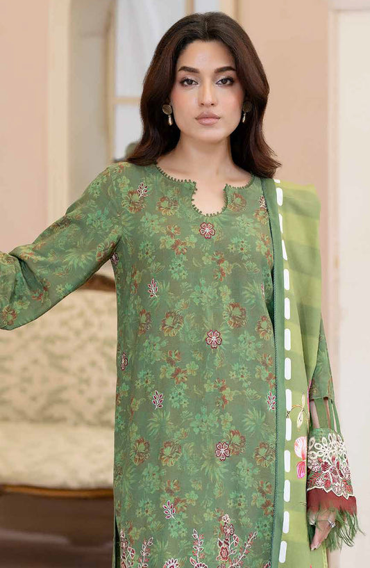Lisha by Johra Printed & Embroidered Staple Slub Unstitched 3 Piece Suit - JW-2412 - JH25LISHA - Green - Winter Collection