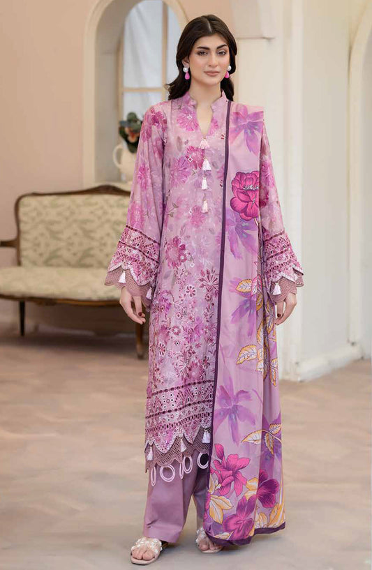 Lisha by Johra Printed & Embroidered Staple Slub Unstitched 3 Piece Suit - JW-2411 - JH25LISHA - Pink - Winter Collection