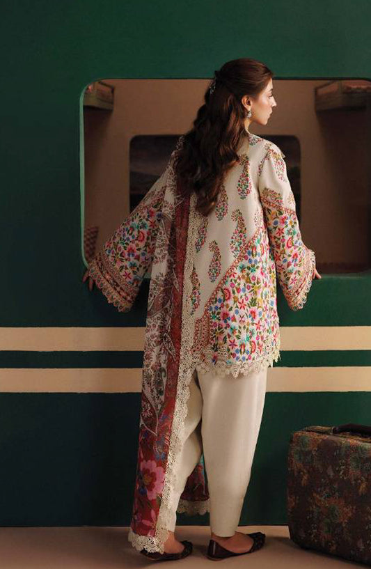 M. Basics Embroidered Linen Unstitched 3 Piece Suit - D010A - MB26AST - Off White - Winter Collection