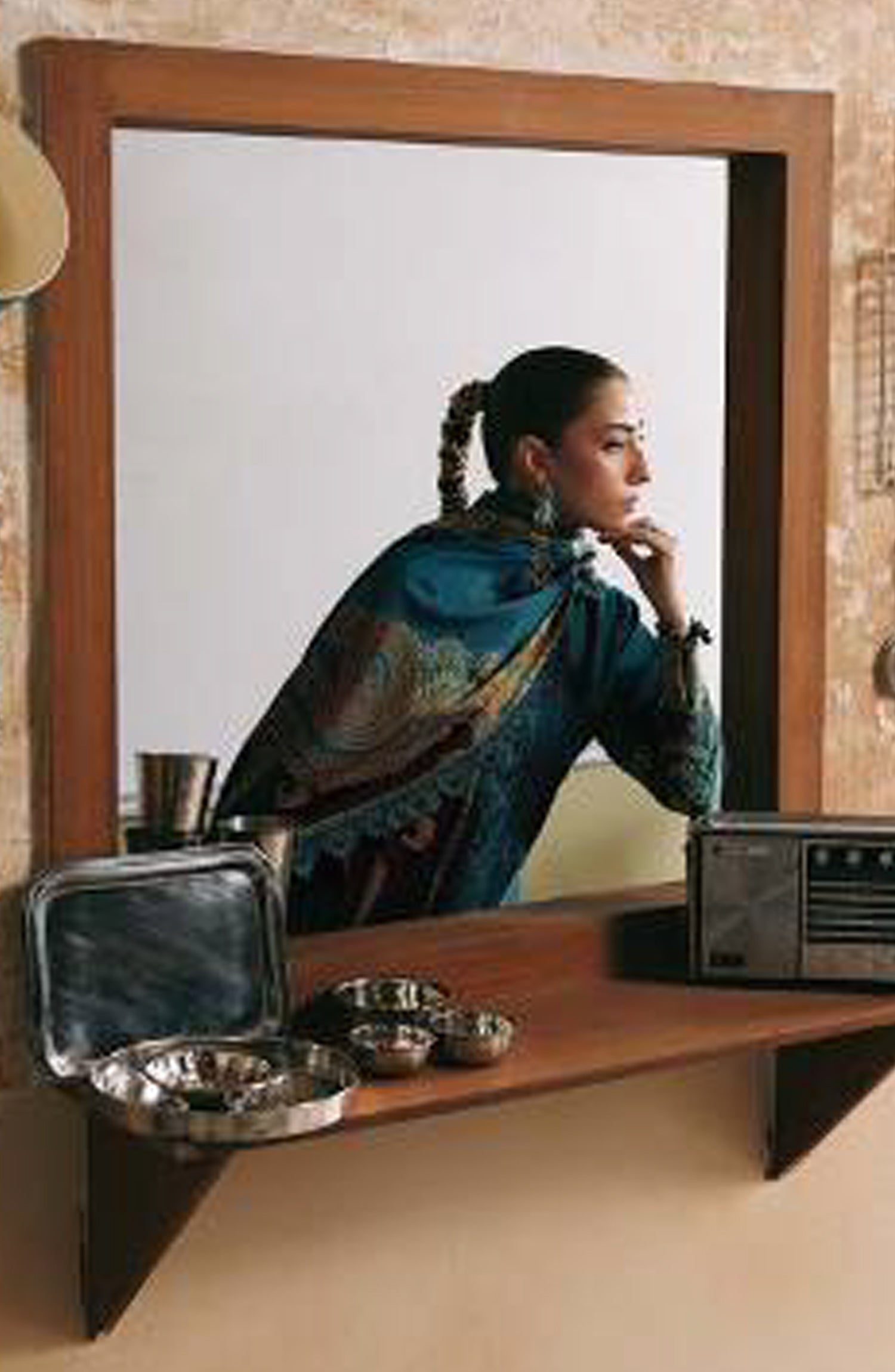 M. Basics Embroidered Linen Unstitched 3 Piece Suit - D011A - MB26AST - Teal - Winter Collection
