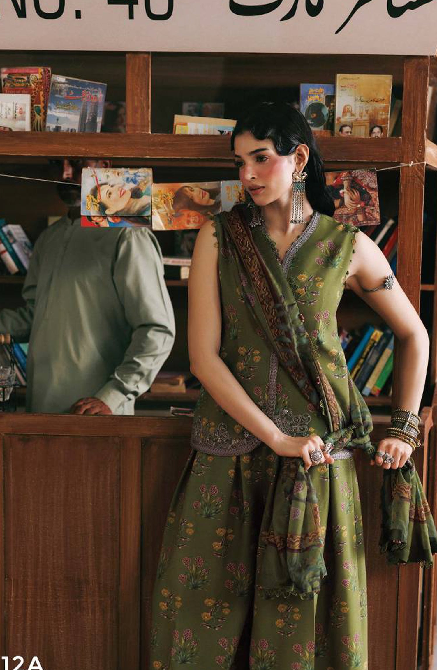 M. Basics Embroidered Linen Unstitched 3 Piece Suit - D012A - MB26AST - Green - Winter Collection