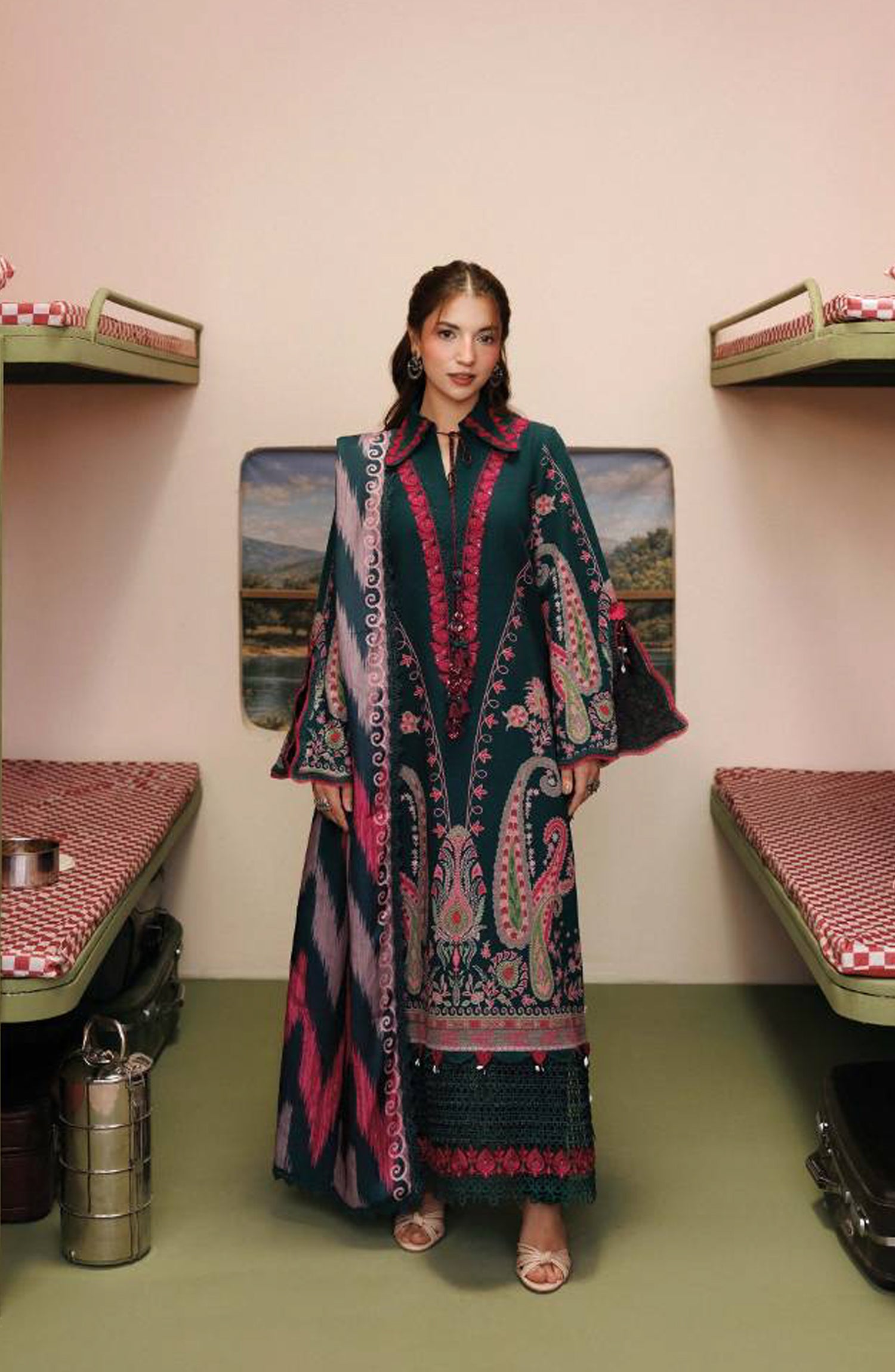 M. Basics Embroidered Slub Khaddar Unstitched 3 Piece Suit - D02B - MB26AST - Blue - Winter Collection